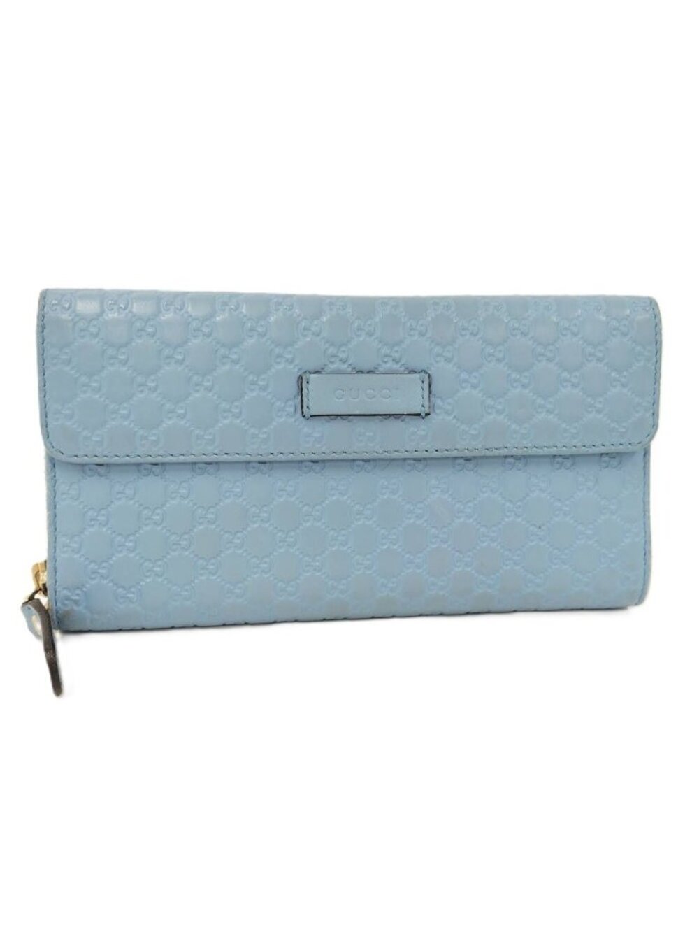 Gucci Wallet Micro Guccissima Flap Leather Light Blue